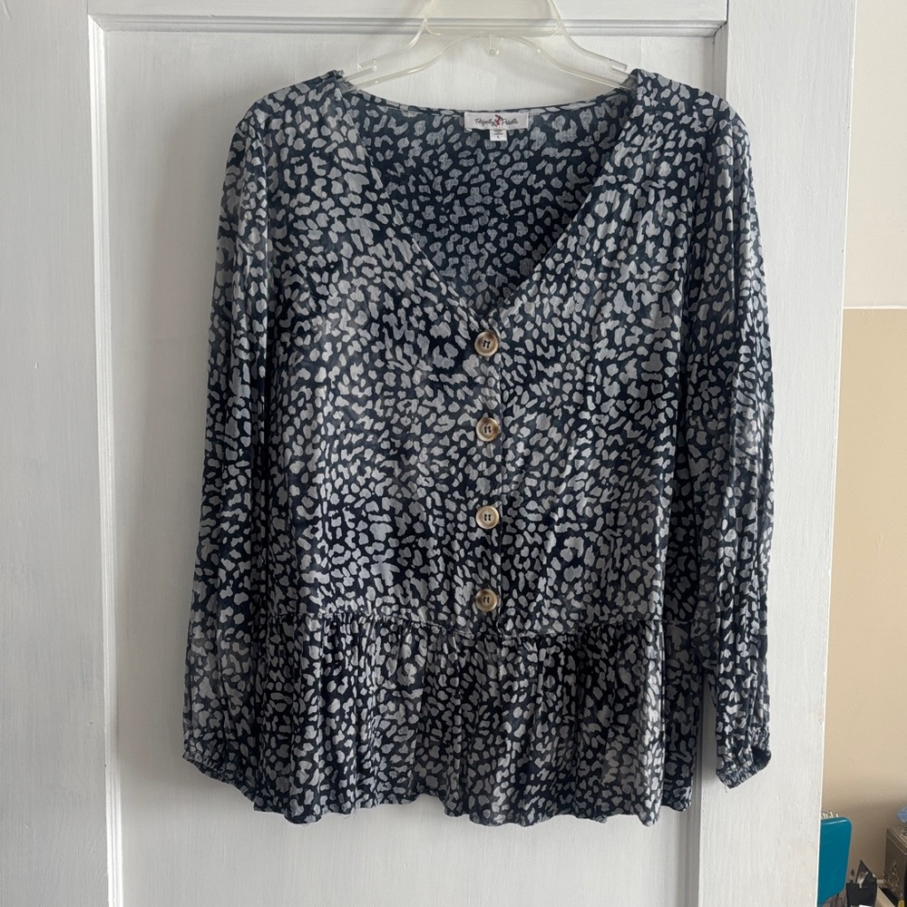 Elegant Black and White Button-Up Blouse